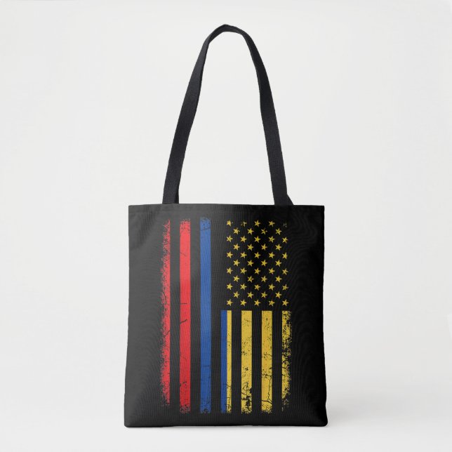 Tote Bag Drapeau Colombien Américain Racines Colombie A (Devant)