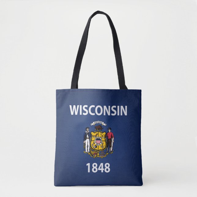 Tote Bag Drapeau cool De L'État Du Wisconsin (Devant)