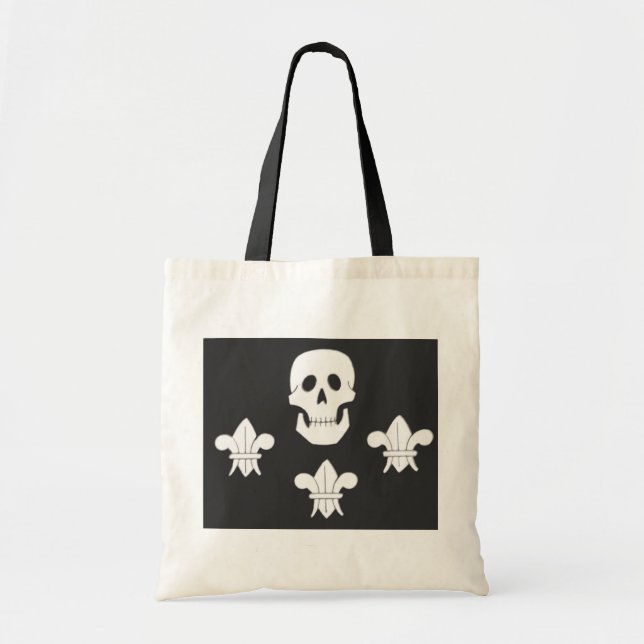 TOTE BAG DRAPEAU CRÂNE JOLLY ROGER ET TROIS LILIS (Devant)