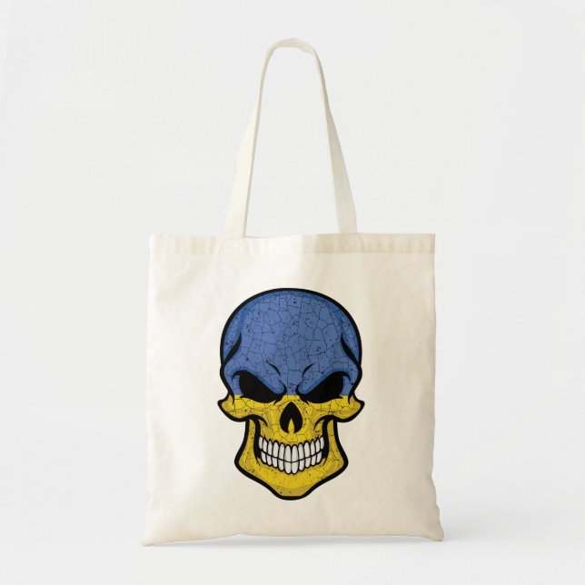 Tote Bag Drapeau crâne souriant de l'Ukraine (Devant)