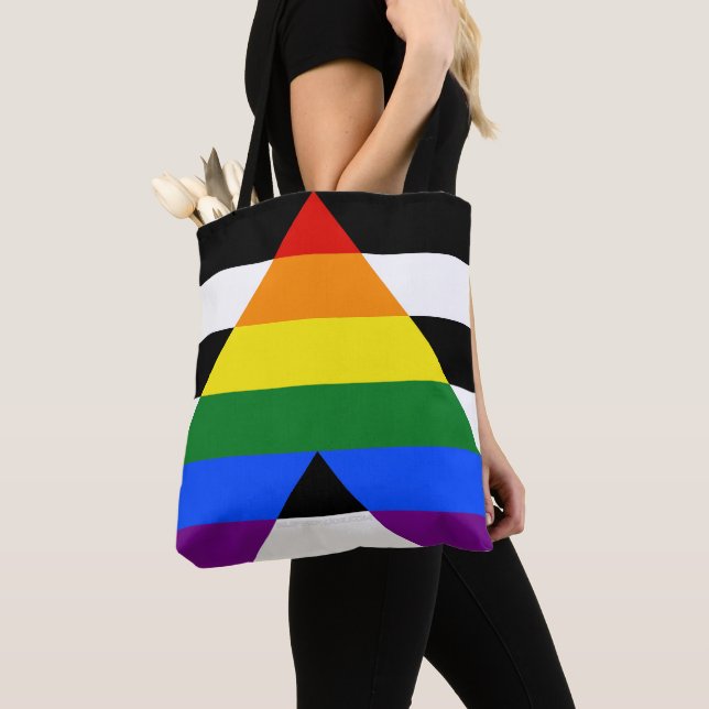 Tote Bag Drapeau d'allié straight de SlipperyJoe, arc-en-ci (De près)