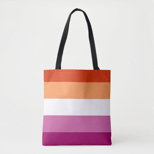 Tote Bag Drapeau de fierté lesbienne (5 bandes) (Devant)