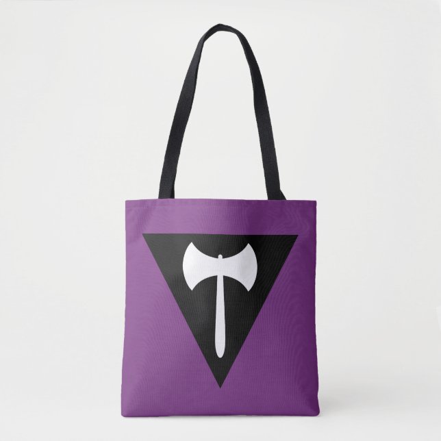 Tote Bag Drapeau de fierté lesbienne Hache violette (Devant)