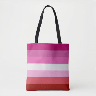 Tote Bag Drapeau de fierté lesbienne rose, blanc, bandes ro