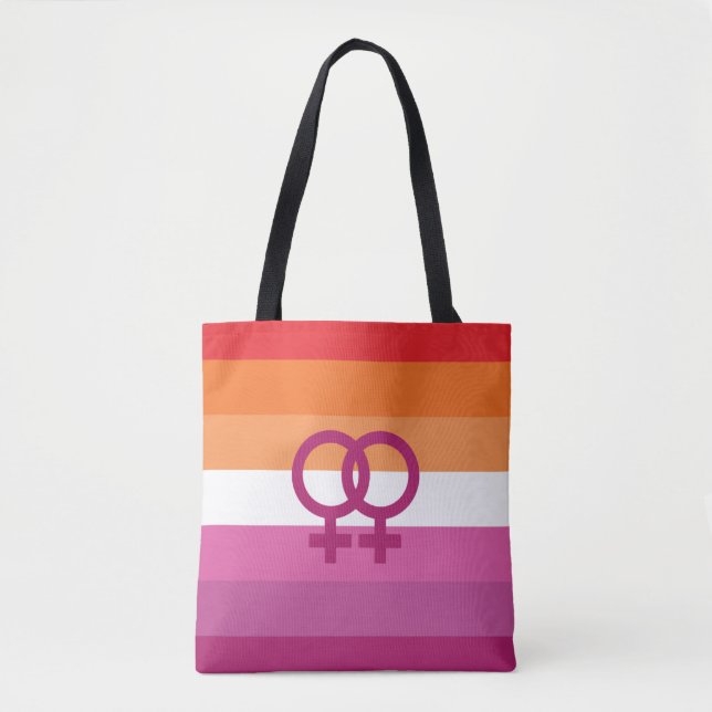 Tote Bag Drapeau de fierté lesbienne WLW (Coucher de soleil (Devant)