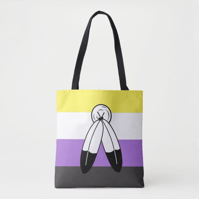 Tote Bag Drapeau de fierté non binaire à double esprit (Devant)