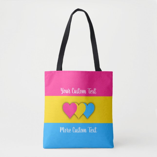 Tote Bag Drapeau de fierté pansexuelle avec texte (Devant)