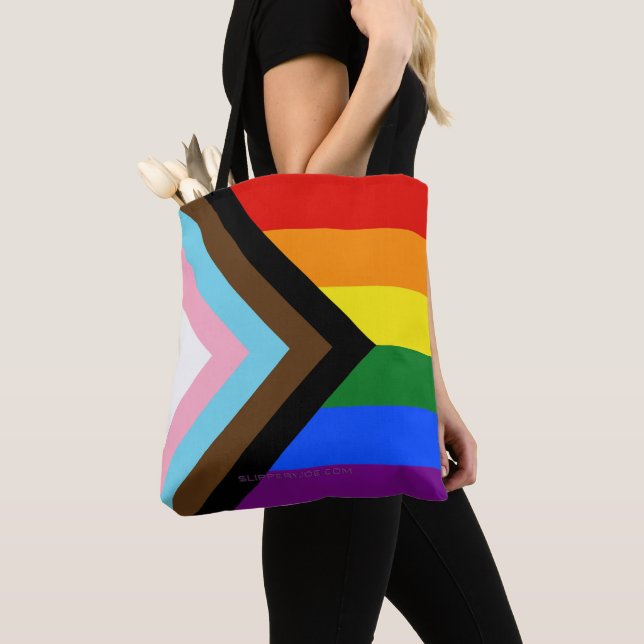 Tote Bag Drapeau de fierté Progress Pride de SlipperyJoe si (De près)