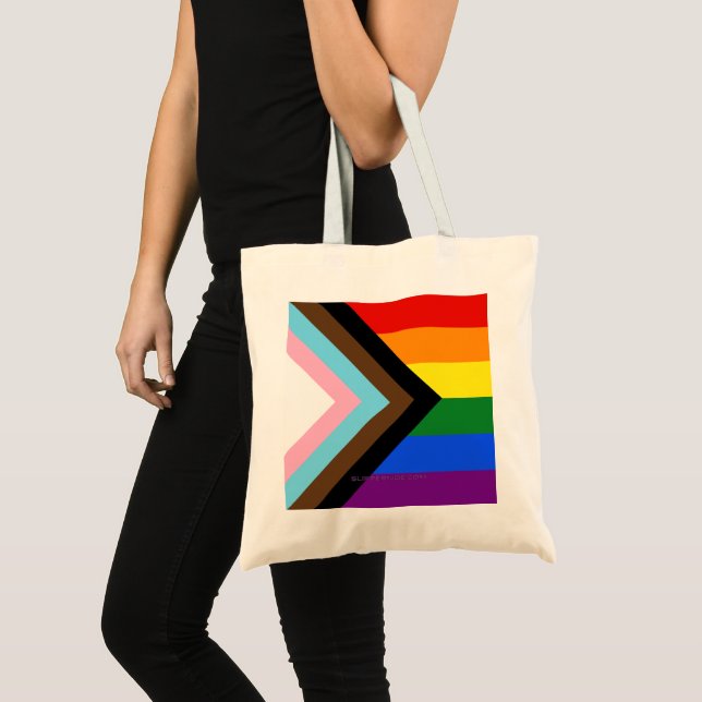 Tote Bag Drapeau de fierté Progress Pride de SlipperyJoe's  (Devant (produit))