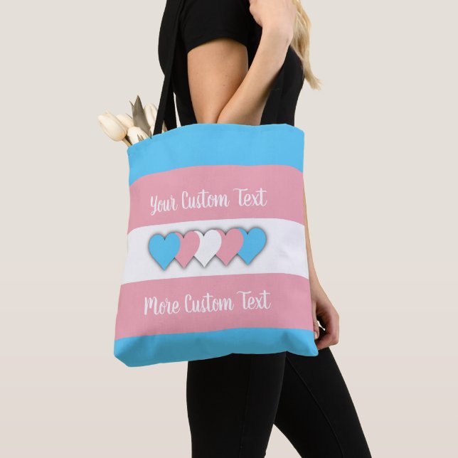 Tote Bag Drapeau de fierté transgenre avec texte (De près)