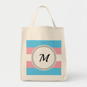 Tote Bag Drapeau de fierté transgenre avec une initiale per