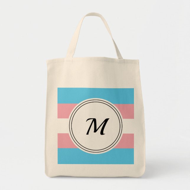 Tote Bag Drapeau de fierté transgenre avec une initiale per (Devant)