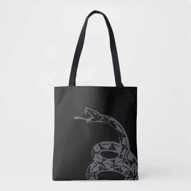 Tote Bag Drapeau de Gadsden Ne Marchez pas sur Moi Gris (Devant)