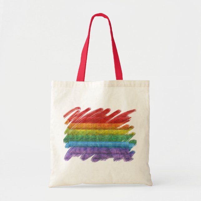 Tote Bag Drapeau de gay pride de mosaïque d'arc-en-ciel (Devant)