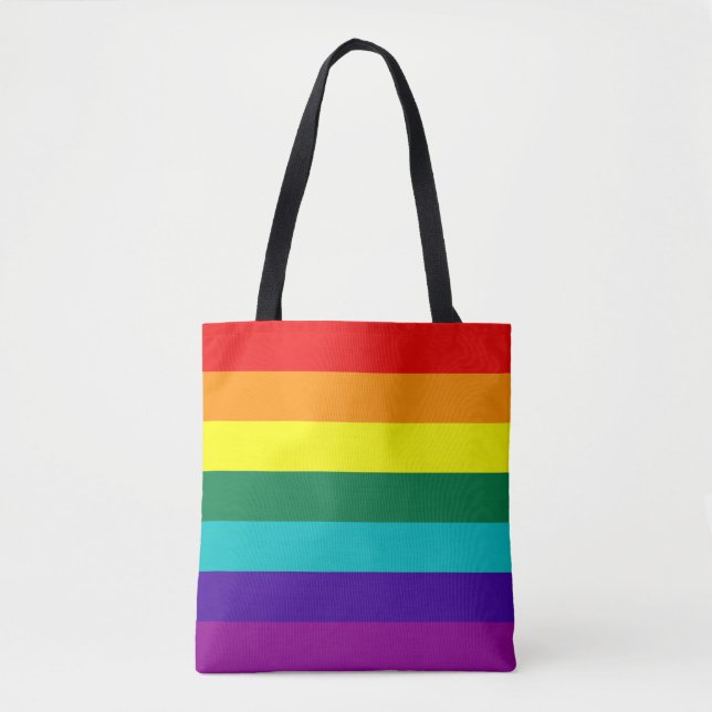 Tote Bag Drapeau de la Fierté arc-en-ciel 7 bandes (Devant)
