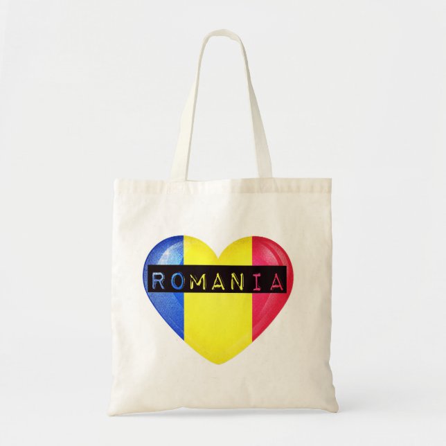 Tote Bag Drapeau de la Roumanie Cœur (Devant)