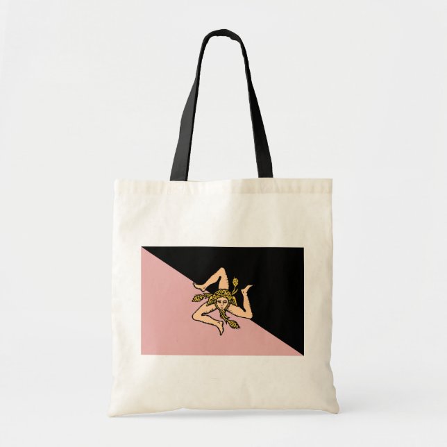 Tote Bag Drapeau de la Sicile (rose et noir), Italie (Devant)