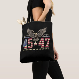 Tote Bag Drapeau de l'aigle américain vintage Trump 45 47 U