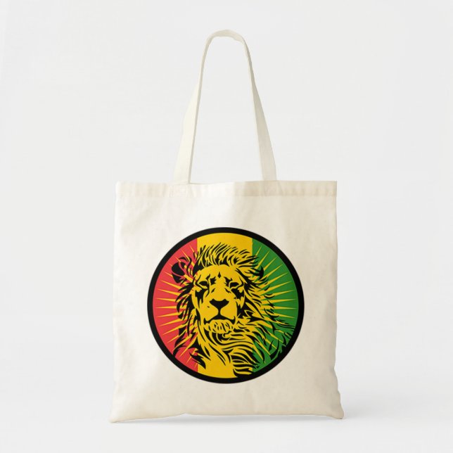 Tote Bag drapeau de lion de reggae de rasta (Devant)