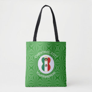 Tote Bag Drapeau de Noël ange mexicain personnalisé sur l'é