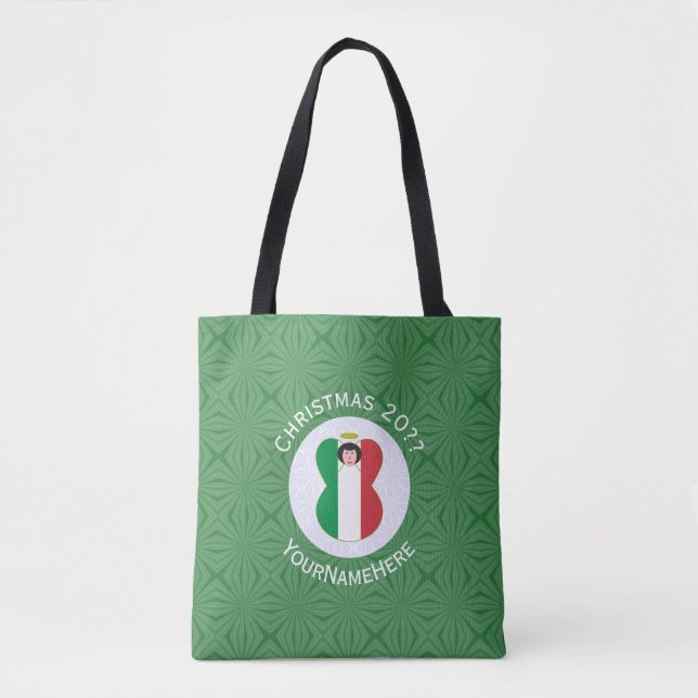 Tote Bag Drapeau de Noël Angel italien Personnalisé (Devant)