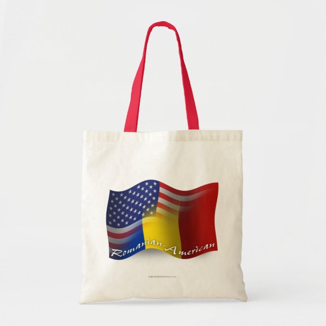 Tote Bag Drapeau de ondulation Roumain-Américain (Devant)