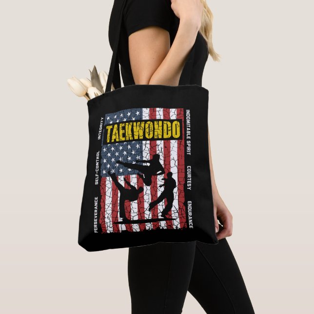 Tote Bag Drapeau de Taekwondo Self Control American Martial (De près)