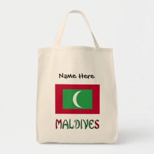 Tote Bag Drapeau des Maldives Personnalisation noire