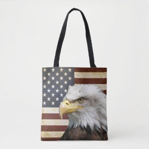 Tote Bag Drapeau des USA Etats-Unis de cru avec la faveur