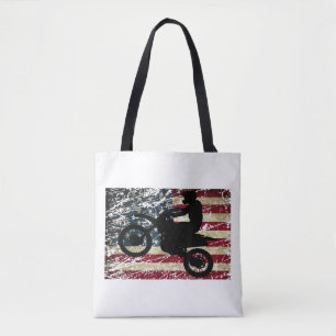 Tote Bag Drapeau Dirt Vélo USA Drapeau T-Shirt Motocross Dr