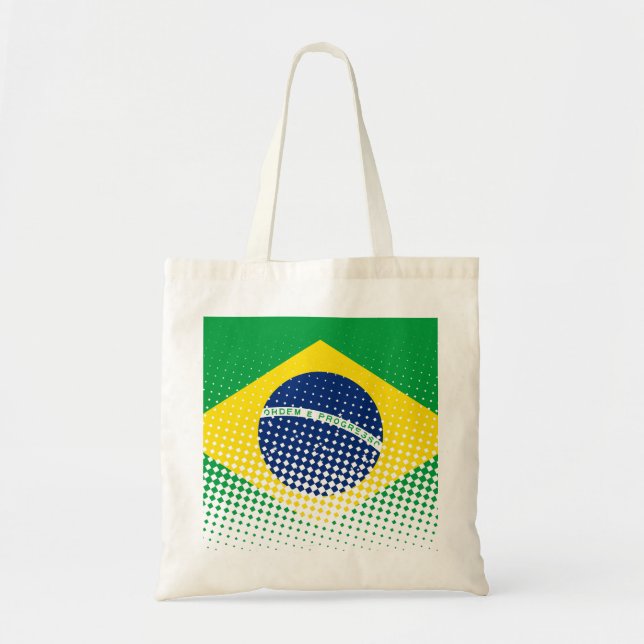Tote Bag Drapeau Du Brésil Avec Effet Halftone (Devant)
