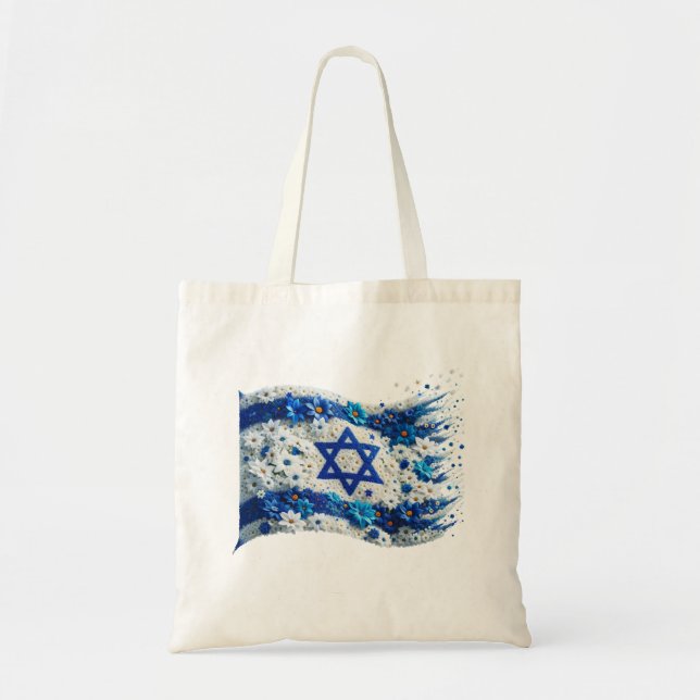 Tote Bag Drapeau du Peuple d'Israël fleuri en fleurs (Devant)