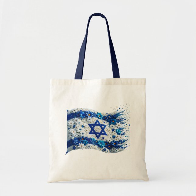 Tote Bag Drapeau du peuple d'Israël fleurissant dans les fl (Devant)