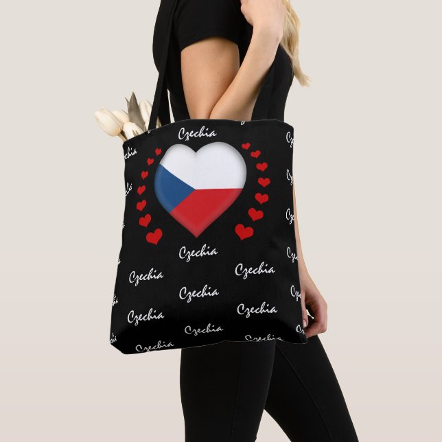 Tote Bag Drapeau et coeur tchèques, mode / sport, drapeau d (De près)