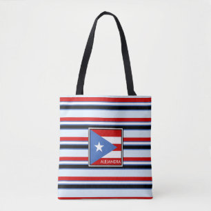 Tote Bag Drapeau et rayures de Porto Rico personnalisés