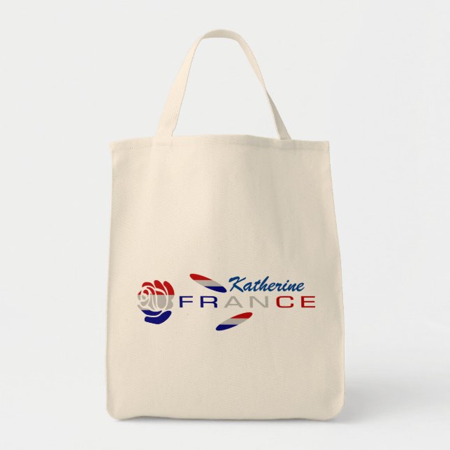 Tote Bag Drapeau Français Rose Personnalisé (Devant)