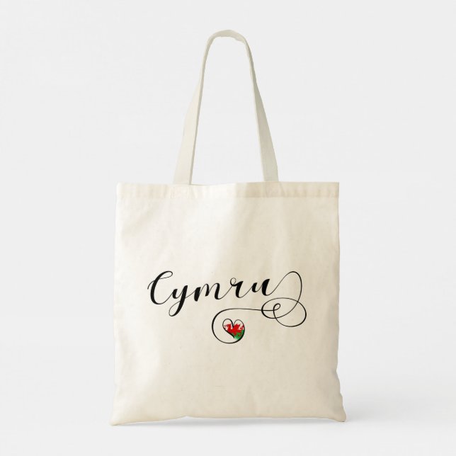 Tote Bag Drapeau Gallois Cymru En Coeur, Pays De Galles (Dos)