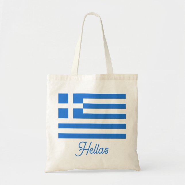 Tote Bag Drapeau grec avec texte personnalisable Hellas (Devant)