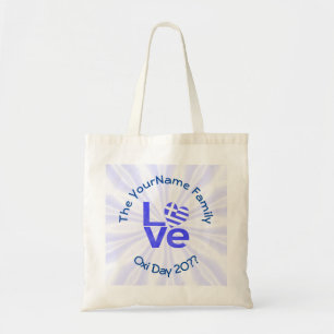 Tote Bag Drapeau grec en forme de cœur bleu AMOUR Personnal