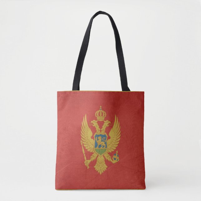 Tote Bag Drapeau grunge d'État souverain de Monténégro (Devant)