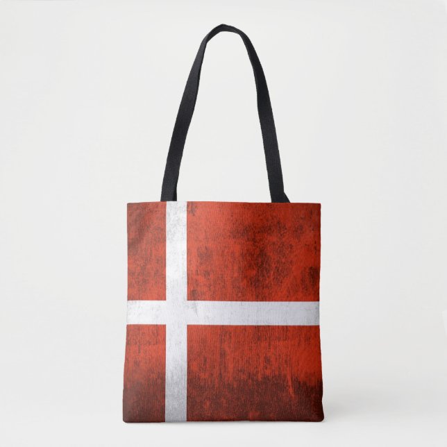 Tote Bag Drapeau grunge du Danemark (Devant)
