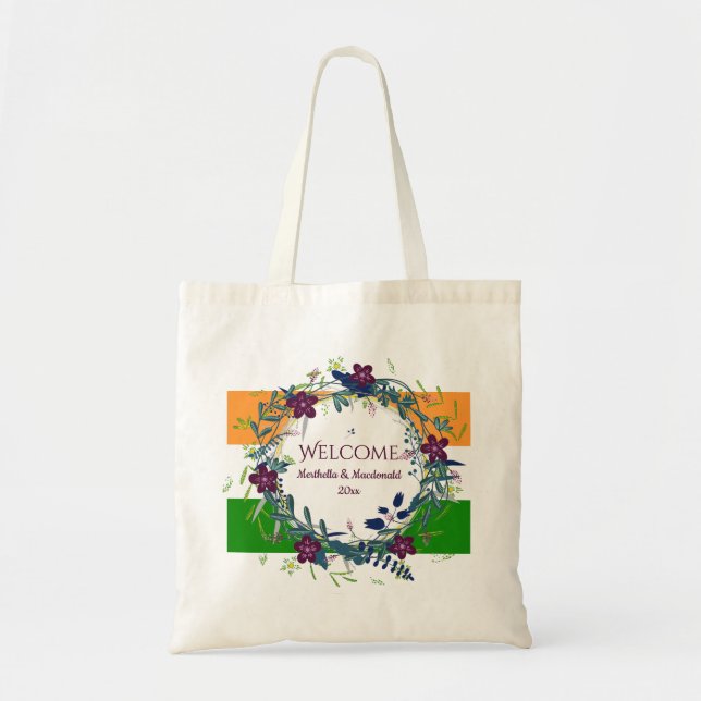 Tote Bag DRAPEAU INDIEN | MARIAGE ACCUEIL Destination Flora (Devant)