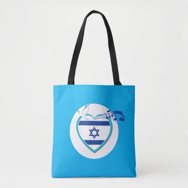 Tote Bag Drapeau israélien - musique - paix - amour, (Devant)
