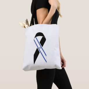 Tote Bag Drapeau israélien ruban noir