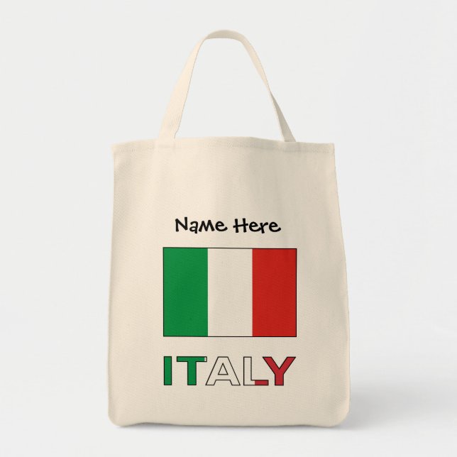 Tote Bag Drapeau italien avec votre nom (Devant)