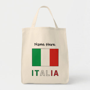 Tote Bag Drapeau Italien Italia Personnalisation noire