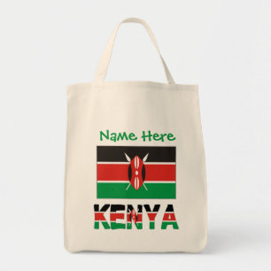Tote Bag Drapeau kenyan et kenyan avec votre nom