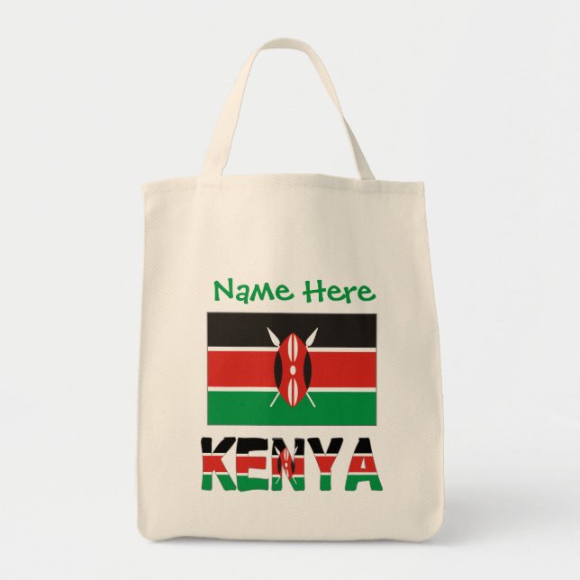 Tote Bag Drapeau kenyan et kenyan avec votre nom (Devant)