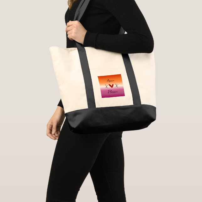 Tote Bag Drapeau lesbien X Love X Sunset (Devant (produit))