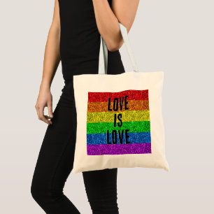Tote Bag Drapeau LGBT dynamique Sparkle Love personnaliser 